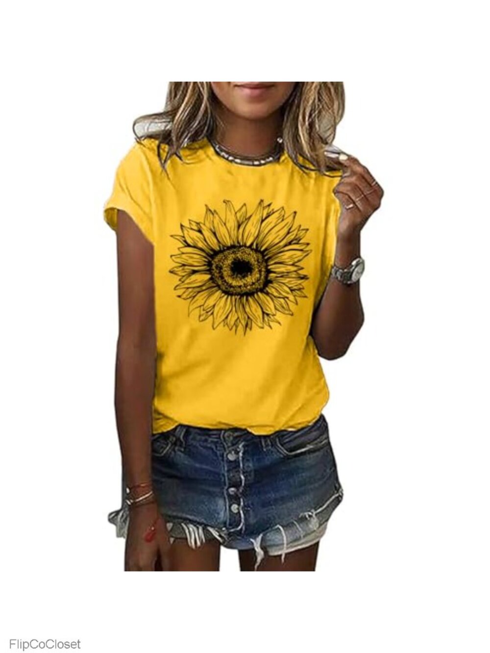 Sunflower Graphic Tee Short Sleeve Crew Neck Casual Top